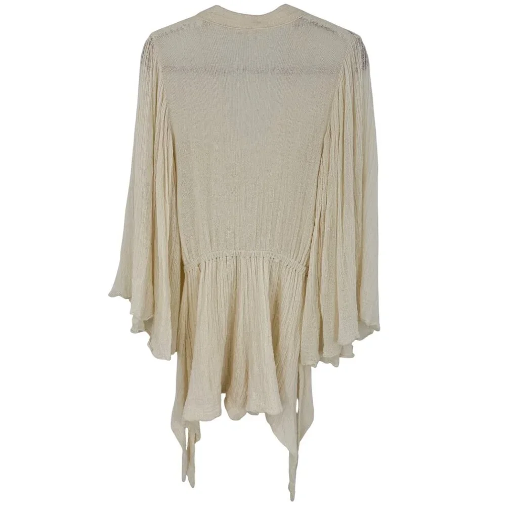 Free People Bell Sleeve Cream Romper Playsuit S| Boho Coastal Cowgirl Whimsigoth - Picture 12 of 16